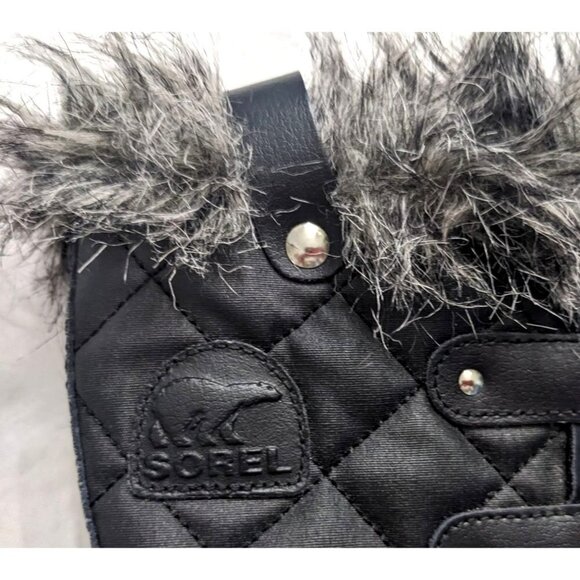 NWOT SOREL Tofino Black Waterproof Quilted Round Toe Lace Up Snow Boots Sz 6.5 - Picture 2 of 10